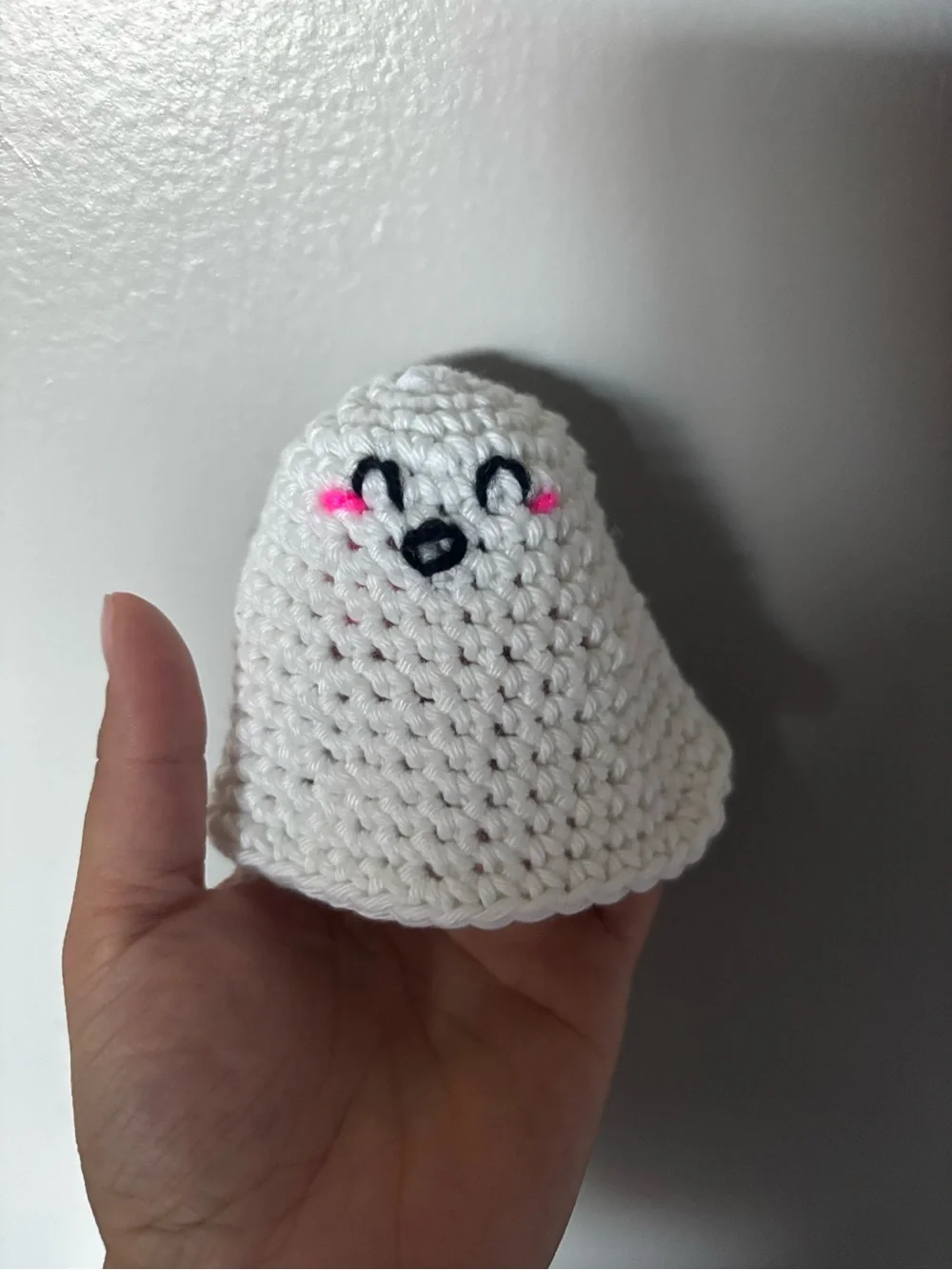 Handmade White Crocheted glow in the dark ghost plush
